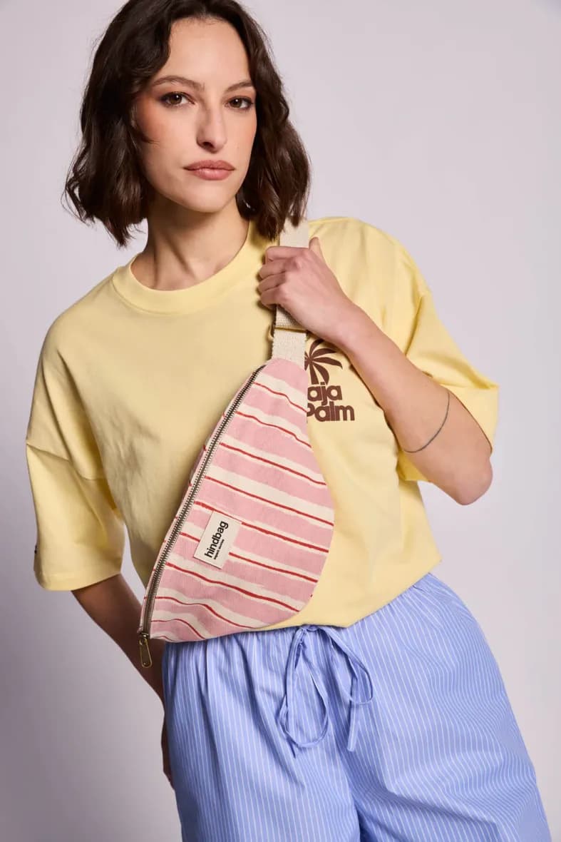 Hindbag Olivia rayures rouge et rose